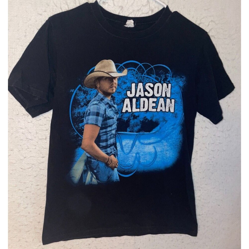 Jason Aldean 2011 My Kinda Party Tour Unisex Graphic T Shirt Black Blue Size S